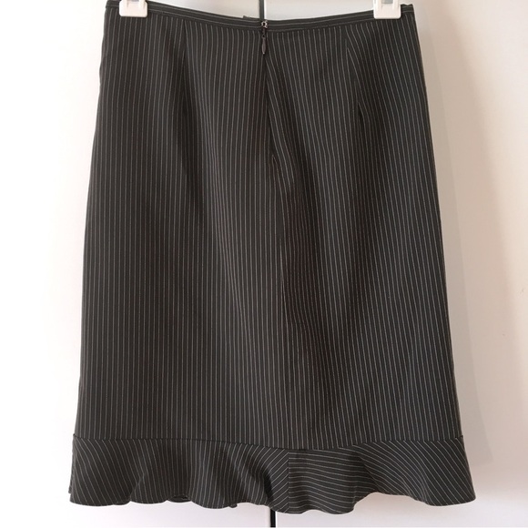 Vintage 90's jKE Brown Striped Ruffle Hem Straight Pencil Skirt - Picture 3 of 15